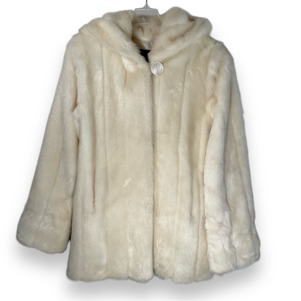Elegant Cream Hooded Women's Coat